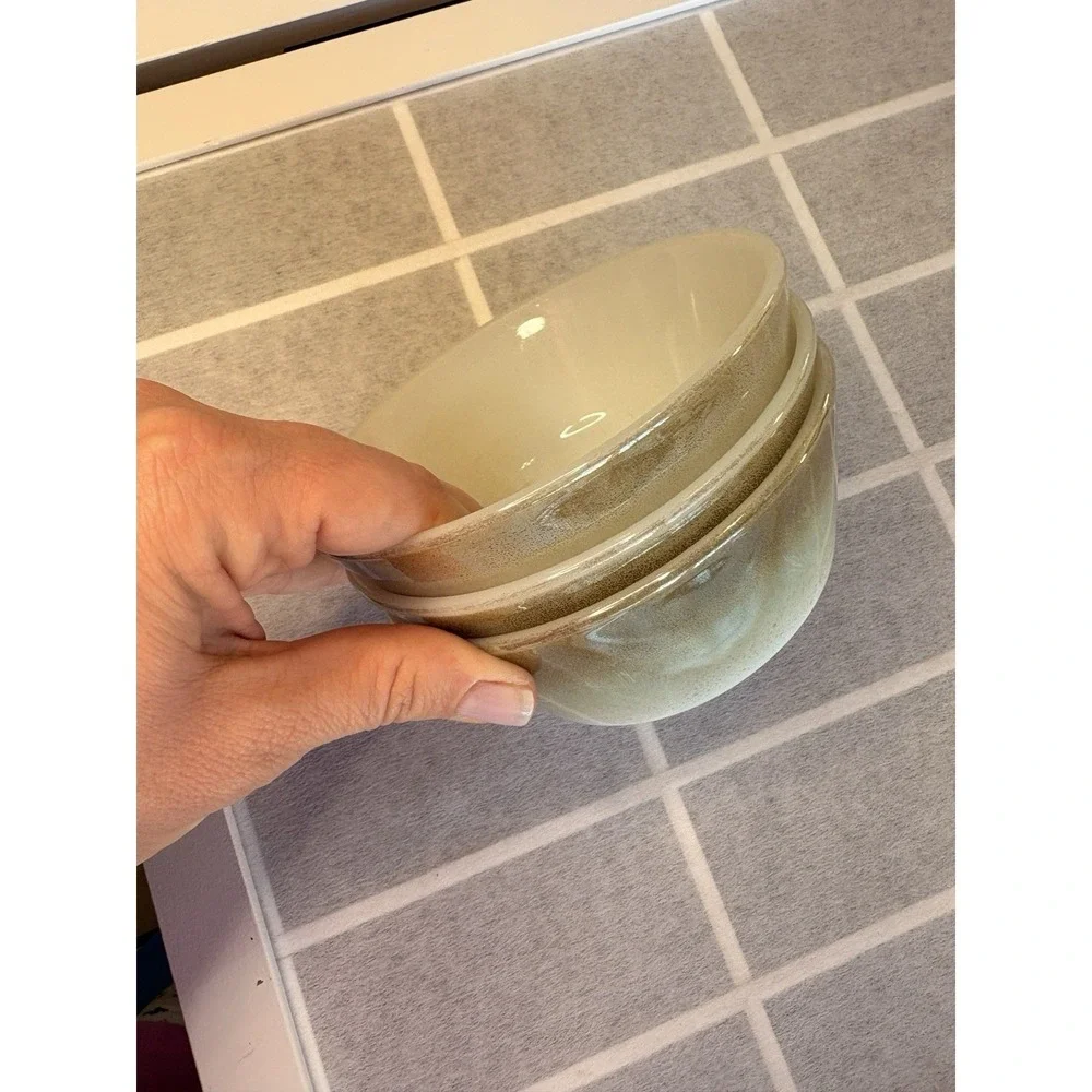 Set Of 3 Vintage Federal Glass Mesa Bowls - Brown‎ Ombre Milk Glass - 1950s MCM